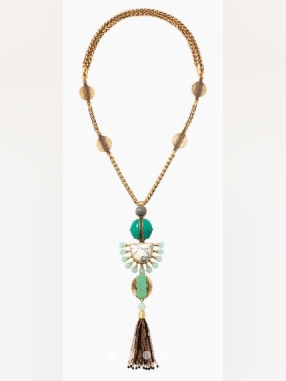 Stella & Dot Totem Tassle Turquoise Pendant Versatile 3 Looks In 1.